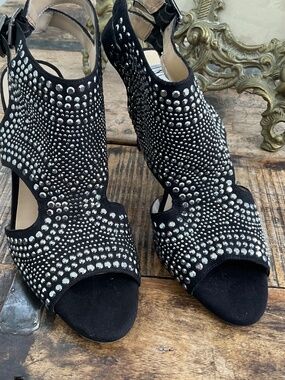 INC silver studded heels,8.